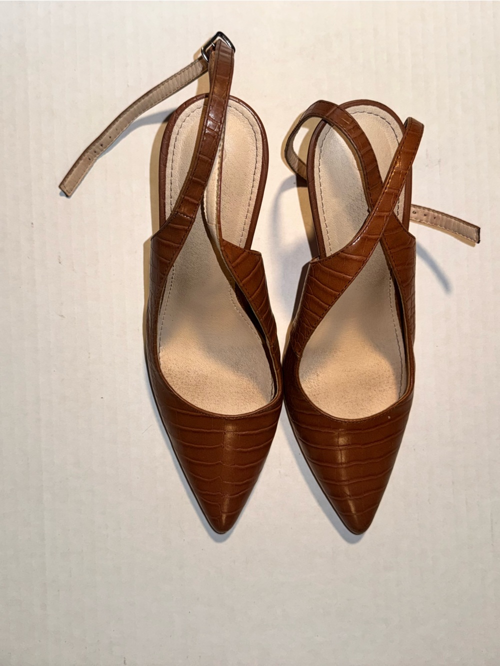 Women's Brown Pointed-Toe Slingback Heels